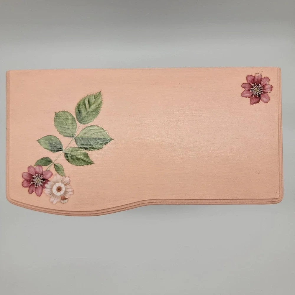 Custom Hand Painted Vintage Wooden Jewelry Box Large Drawers Necklace Carousel